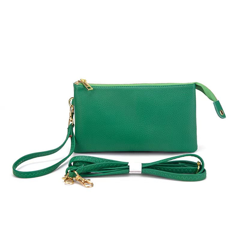 Faux Leather Middle Clutch Plain