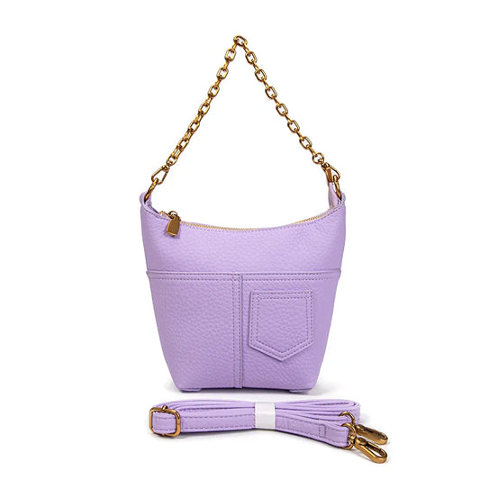 Faux Leather Medium Shoulder bag with chain