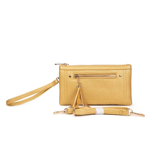 Faux leather pebbled middle clutch