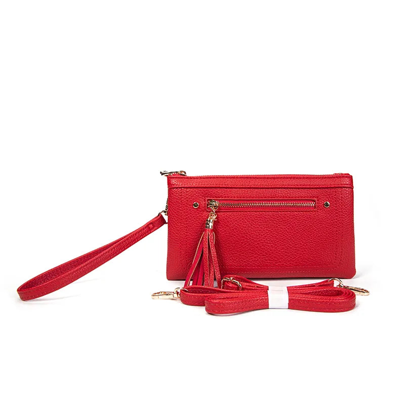 Faux leather pebbled middle clutch