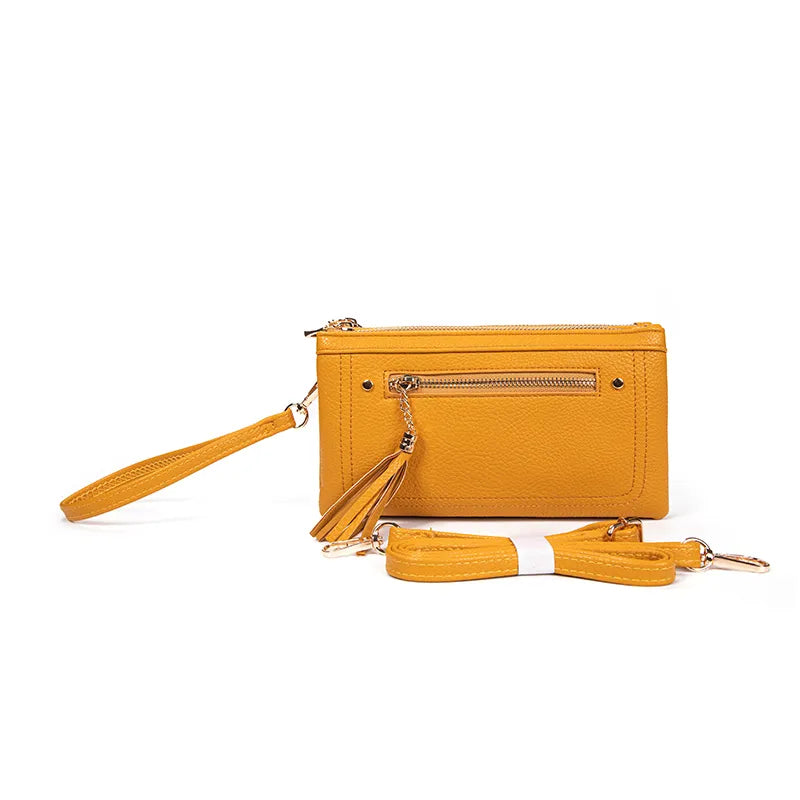 Faux leather pebbled middle clutch