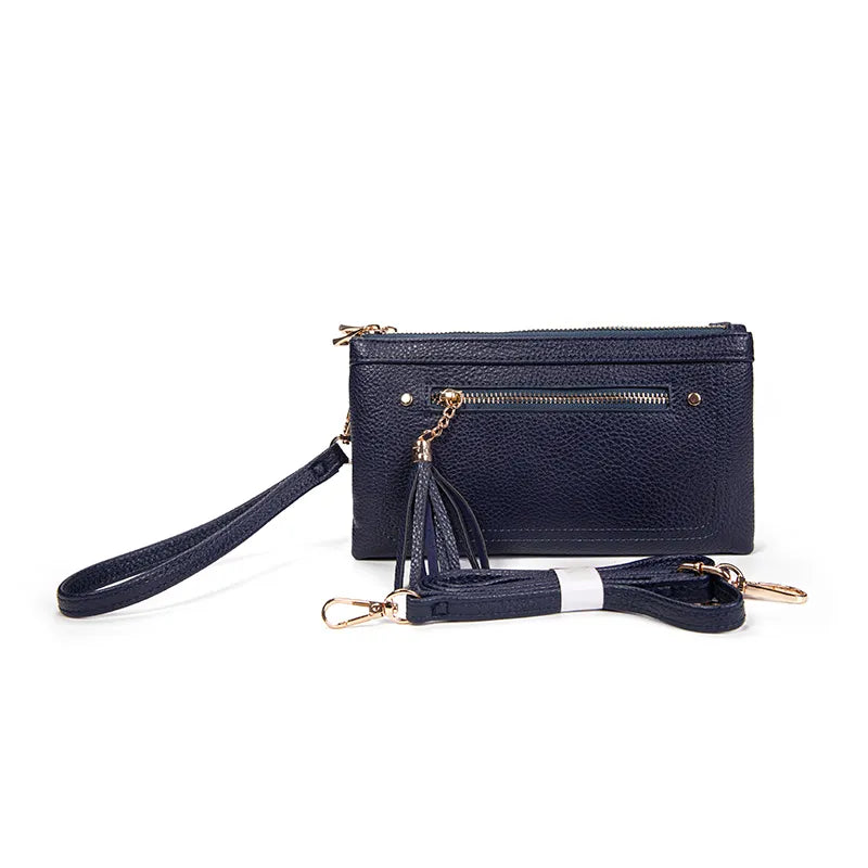 Faux leather pebbled middle clutch