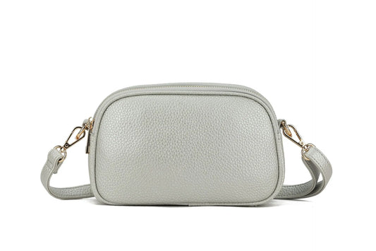 Faux Leather Double Zip Crossbody Bag
