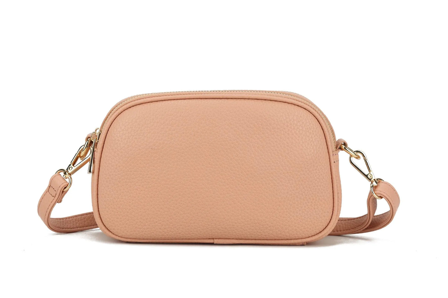Faux Leather Double Zip Crossbody Bag