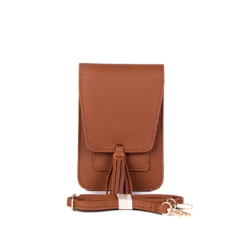 Faux Leather Crossbody Cell Phone Bag