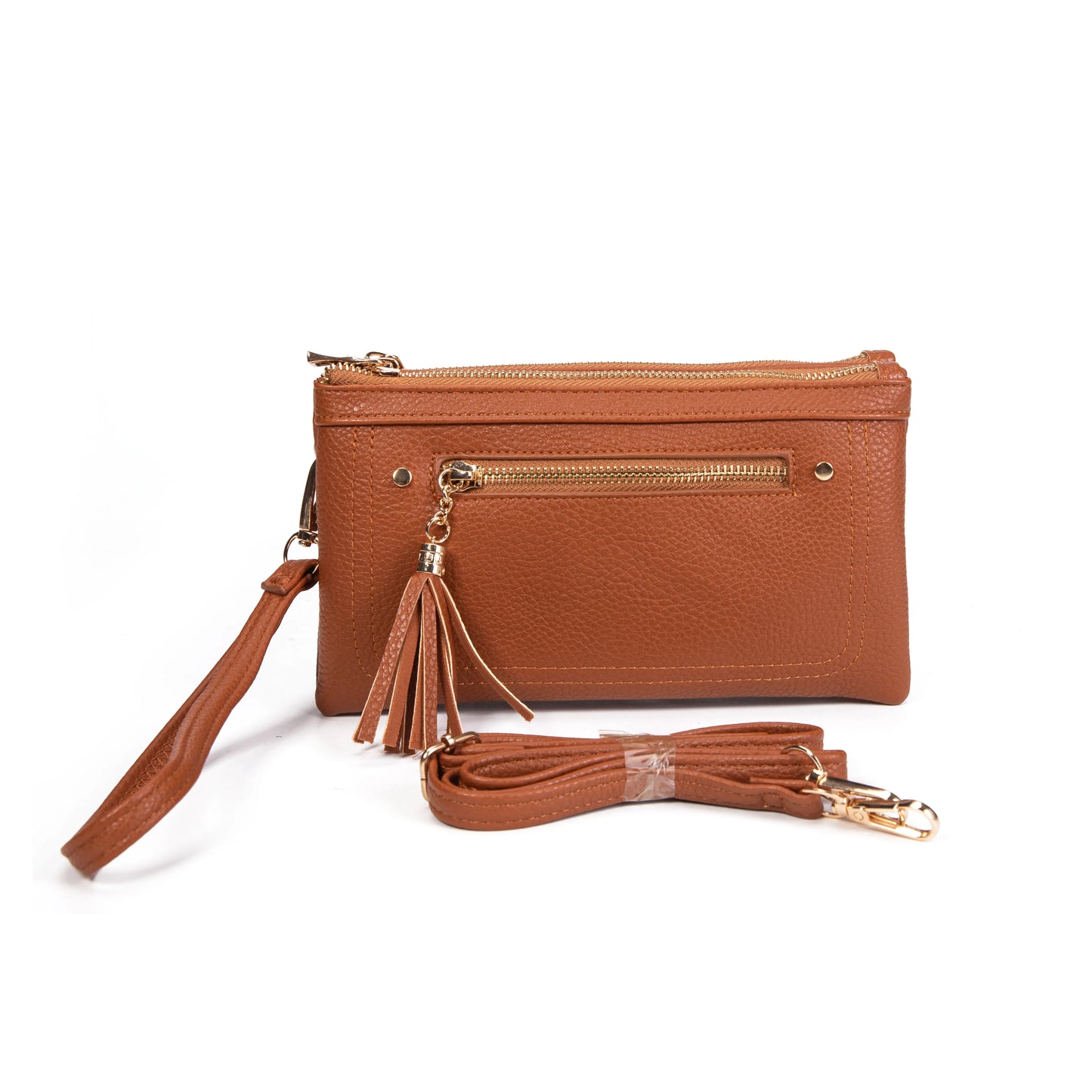Faux leather pebbled middle clutch