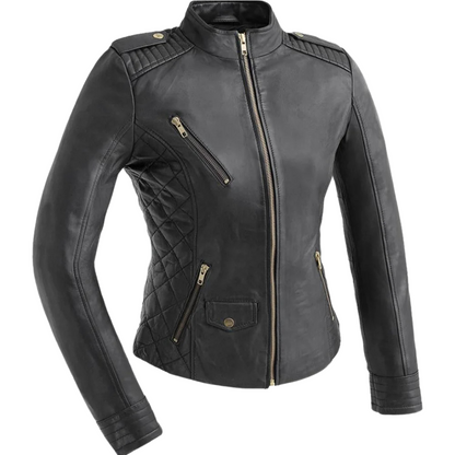 Madelin Womens Fashion Leather Jacket Women's Leather Jacket FMCo Black XS