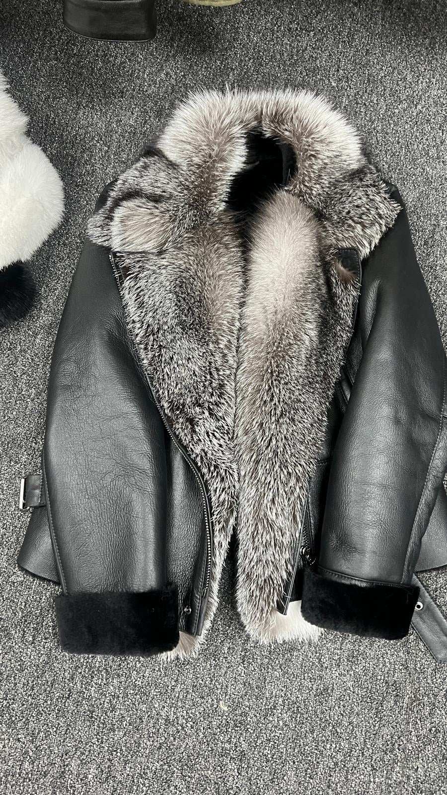 Women's Sheepskin Asymmetrical Fox Fur Jacket