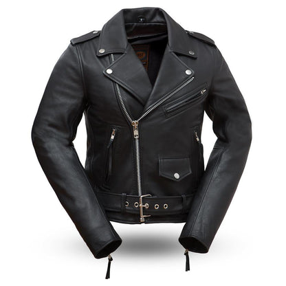Rockstar Moto Lambskin Leather Jacket Women's Fashion Leather Jacket FMCo Black XS 