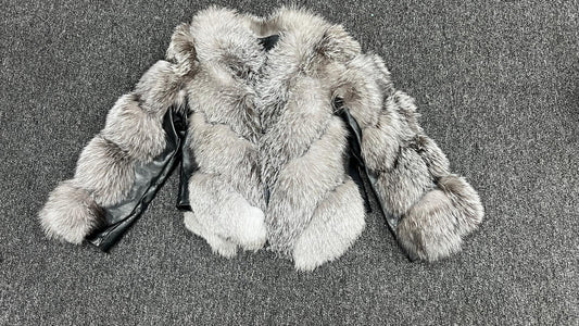 Women's Fox Fur Center Zipper Layered Jacket