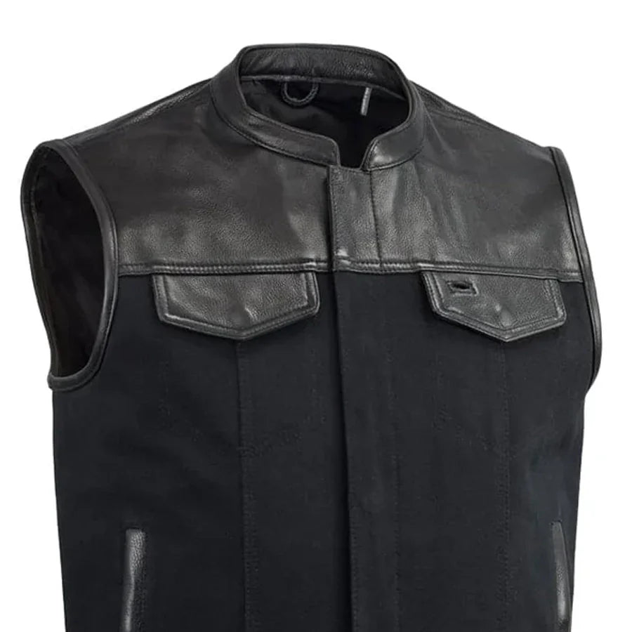 49/51 Vest Motorcycle Leather Canvas Vest Men's Canvas Vests First Manufacturing Company