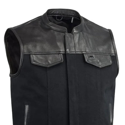 49/51 Vest Motorcycle Leather Canvas Vest Men's Canvas Vests First Manufacturing Company