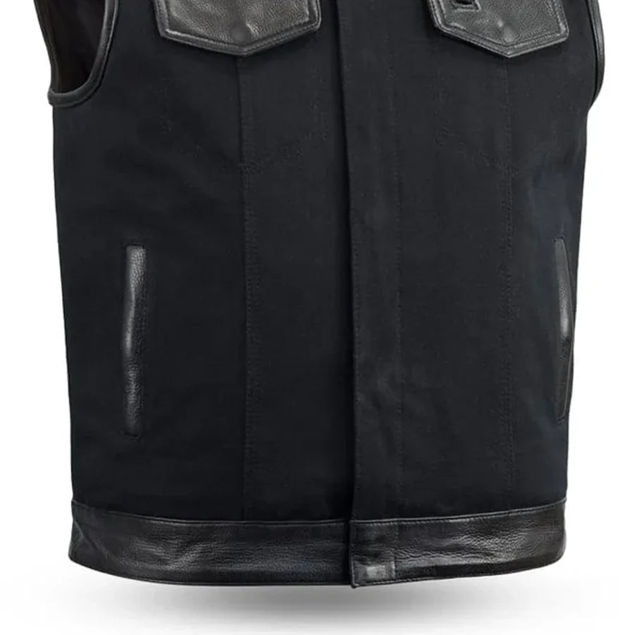 49/51 Vest Motorcycle Leather Canvas Vest Men's Canvas Vests First Manufacturing Company