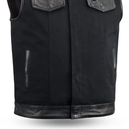 49/51 Vest Motorcycle Leather Canvas Vest Men's Canvas Vests First Manufacturing Company