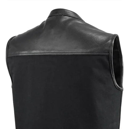 49/51 Vest Motorcycle Leather Canvas Vest Men's Canvas Vests First Manufacturing Company