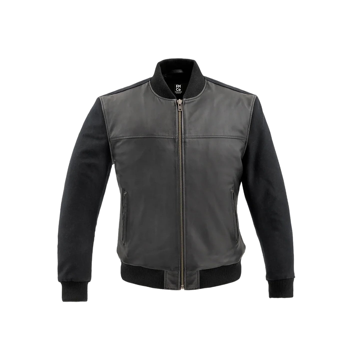 Andre Mens Varsity Leather Jacket Men's Varsity Bomber Jacker FMCo Black XXS