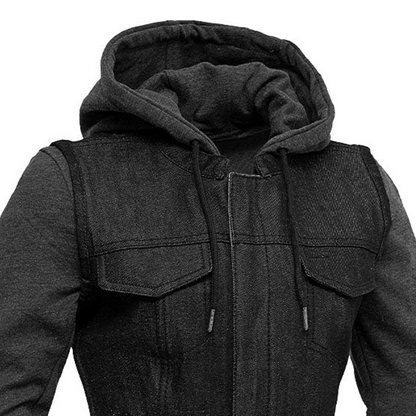 Essex Women's Motorcycle Denim Vest with Removable Sweatshirt Women's Denim Vest First Manufacturing Company