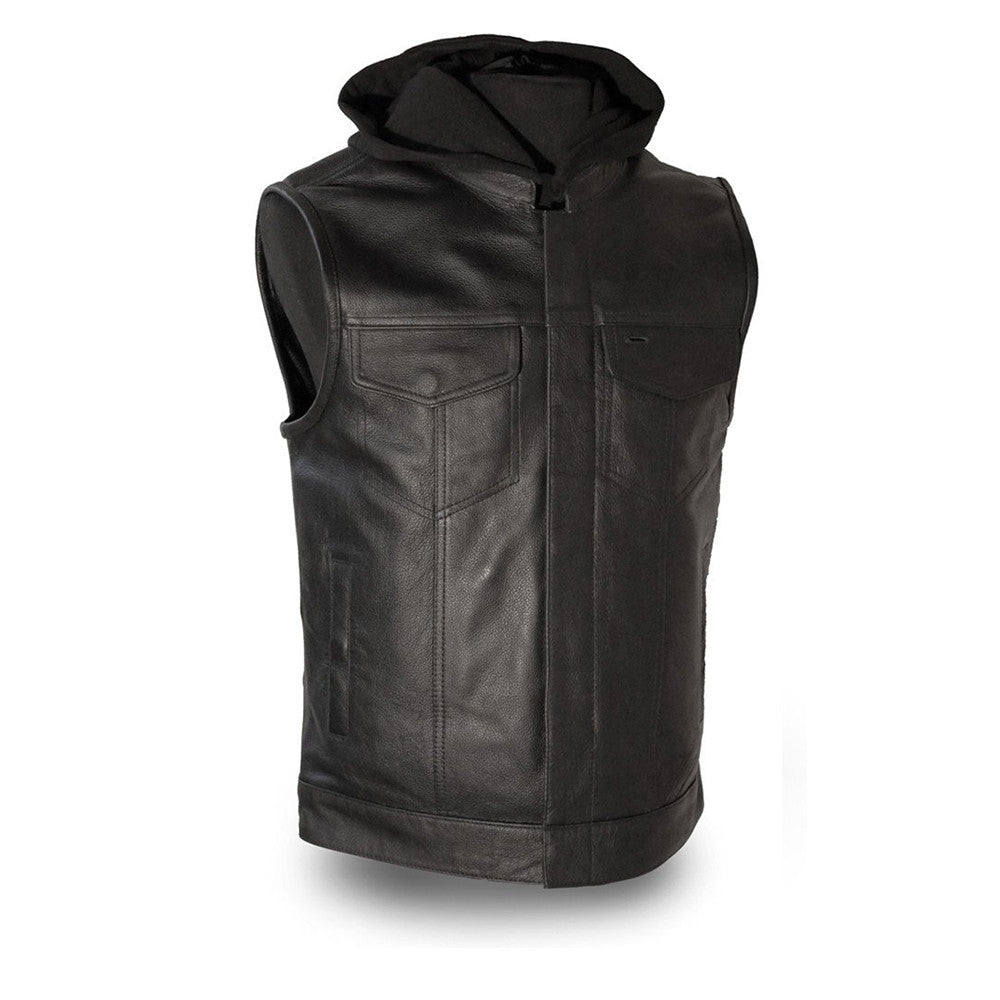 Assassin Men's Leather Motorcycle Vest Men's Leather Vest First Manufacturing Company Black S