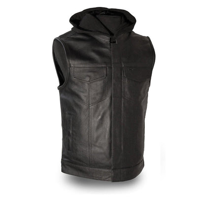 Assassin Men's Leather Motorcycle Vest Men's Leather Vest First Manufacturing Company Black S
