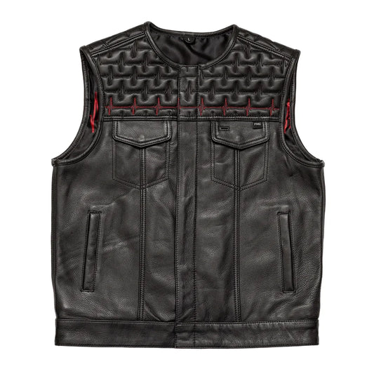 EKG Men's Leather Motorcycle Vest (Limited Edition) Factory Customs First Manufacturing Company