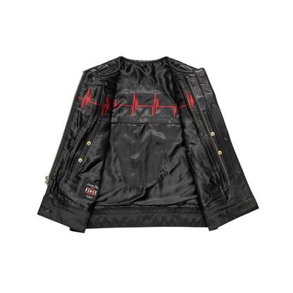 EKG Men's Leather Motorcycle Vest (Limited Edition) Factory Customs First Manufacturing Company