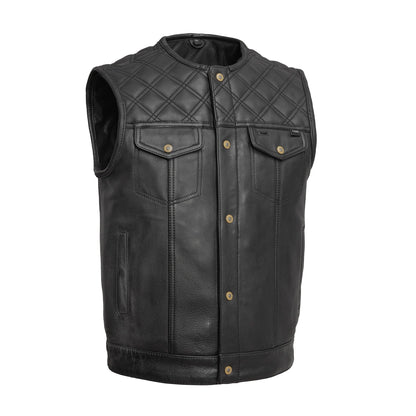 12 Gauge Men's Motorcycle Leather Vest Men's Leather Vest First Manufacturing Company Black S