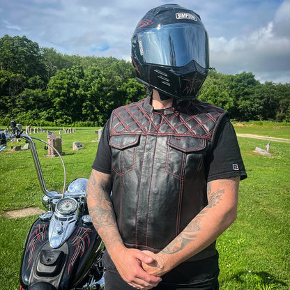 Downside Men's Motorcycle Leather Vest