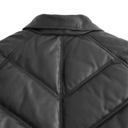 Ezra Mens Puffer Leather Jacket Men's Leather Puffer Jacket FMCo   