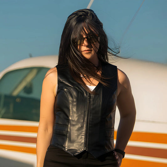 Savannah Women's Western Style Motorcycle Leather Vest Women's Leather Vest Vests
