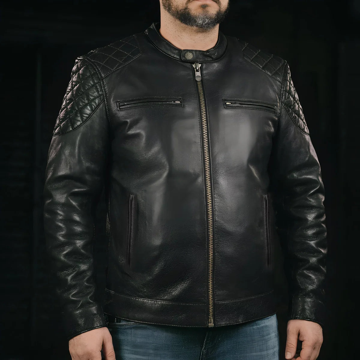 Grand Prix - Men's Leather Motorcycle Jacket Men's Leather Jacket Jackets