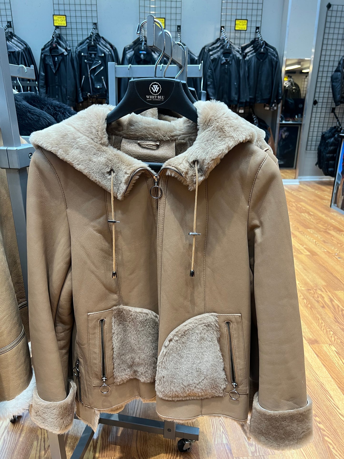 Women's Sheepskin Center Zipper with Hood