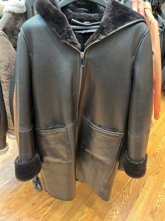 Women's Hooded Sheepskin Coat