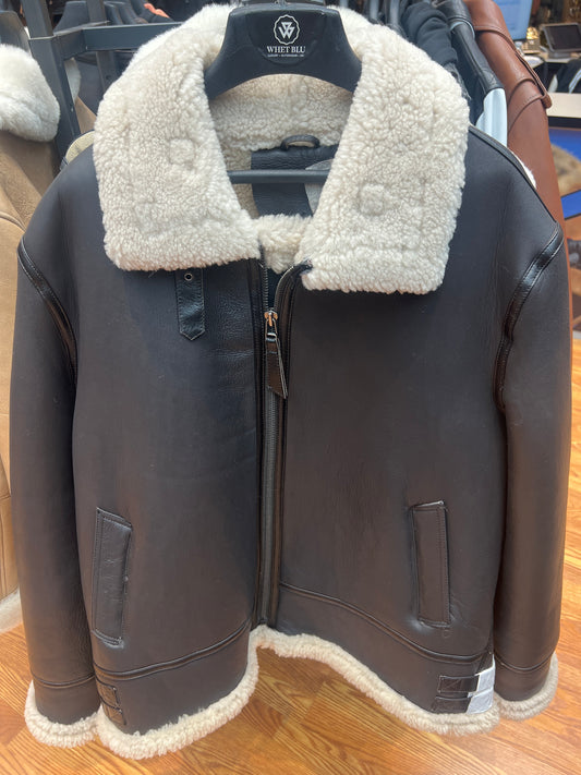 Men's Brown Sheepskin Center Zipper Jacket