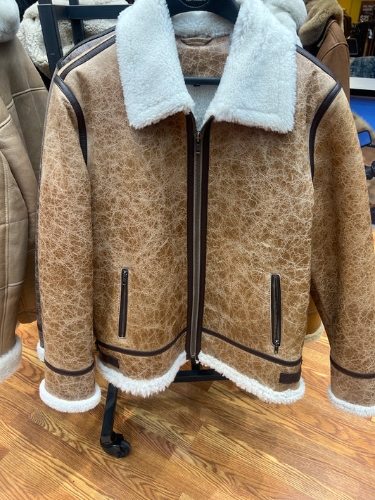 Men's Sheepskin Crunch Center Zipper Jacket