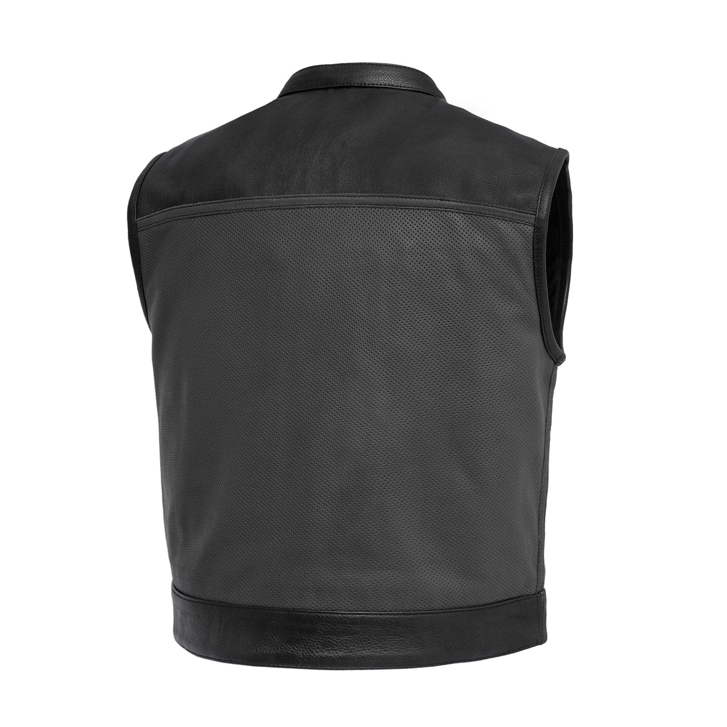 Two Tone Lowrider Perforated Men's Leather Vest Men's Perforated Leather Vest First Manufacturing Company