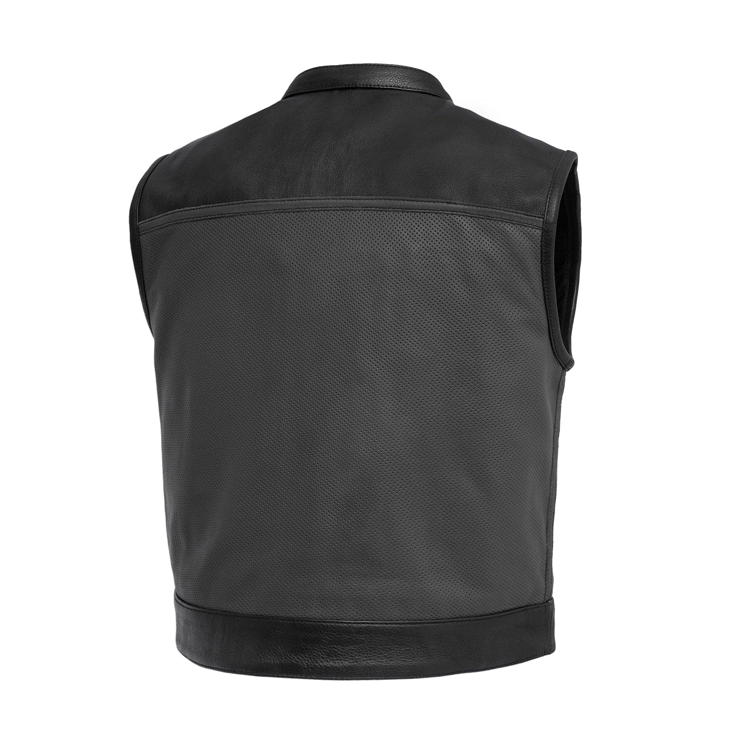 Two Tone Lowrider Perforated Men's Leather Vest Men's Perforated Leather Vest First Manufacturing Company