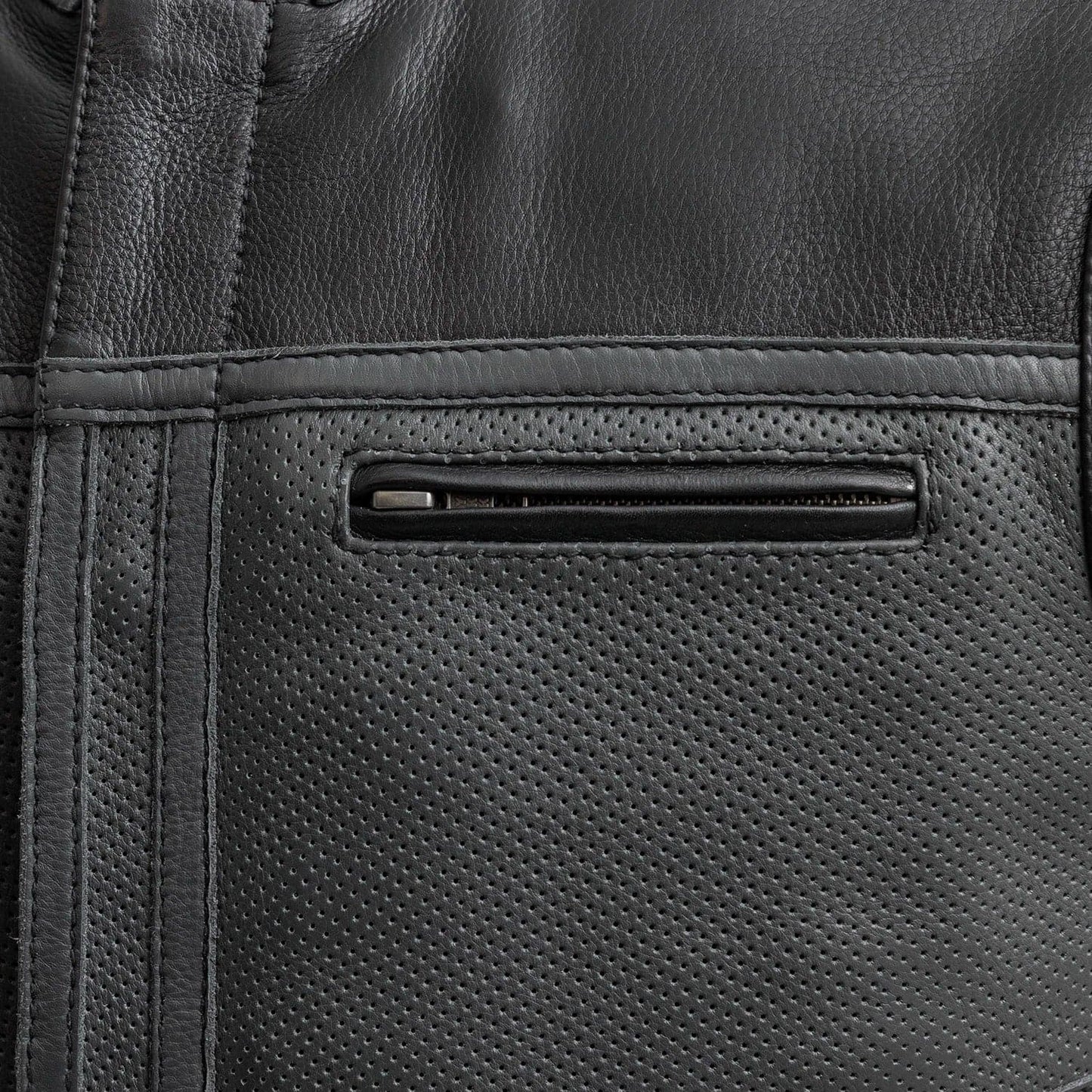 Two Tone Lowrider Perforated Men's Leather Vest Men's Perforated Leather Vest First Manufacturing Company