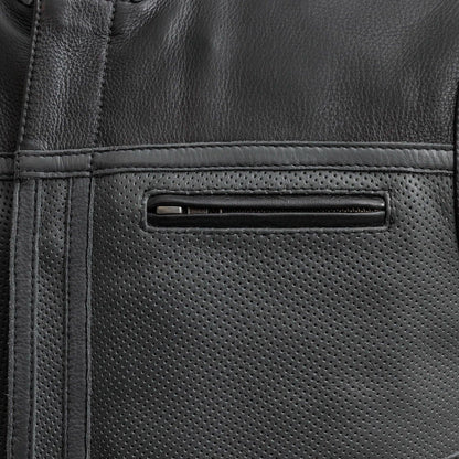Two Tone Lowrider Perforated Men's Leather Vest Men's Perforated Leather Vest First Manufacturing Company