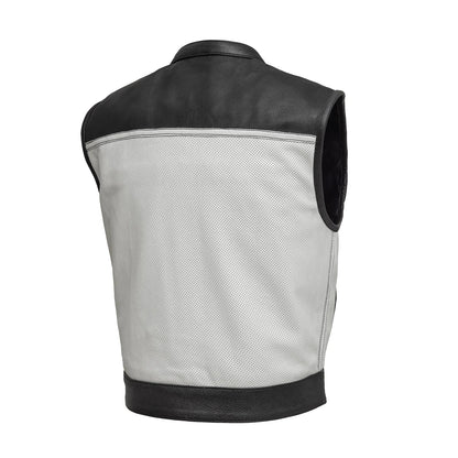 Two Tone Lowrider Perforated Men's Leather Vest Men's Perforated Leather Vest First Manufacturing Company