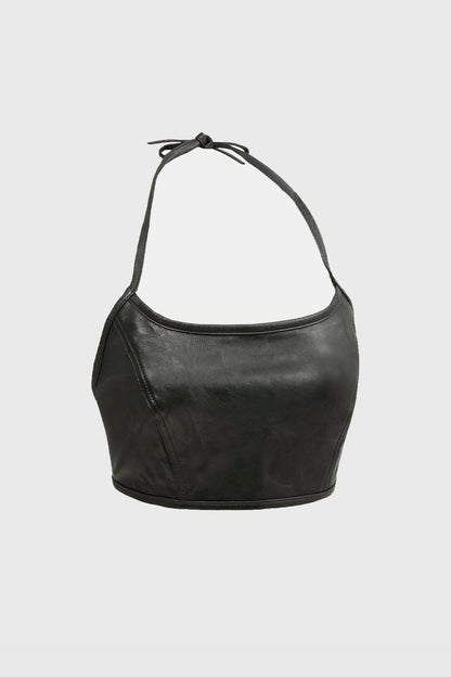 Roxy Fashion Leather Halter Top Leather Top FMCo XS Black 