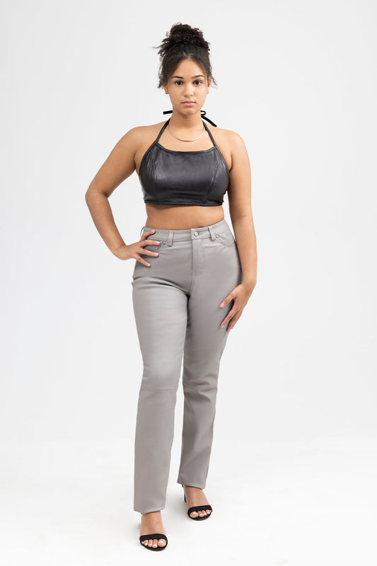 Roxy Fashion Leather Halter Top Leather Top FMCo