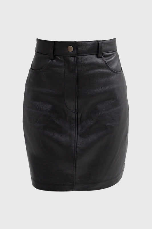 Maddie Fashion Leather Pencil Skirt FMCo Black 0