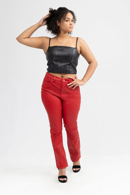 Mely Fashion Leather Crop Top Leather Top FMCo