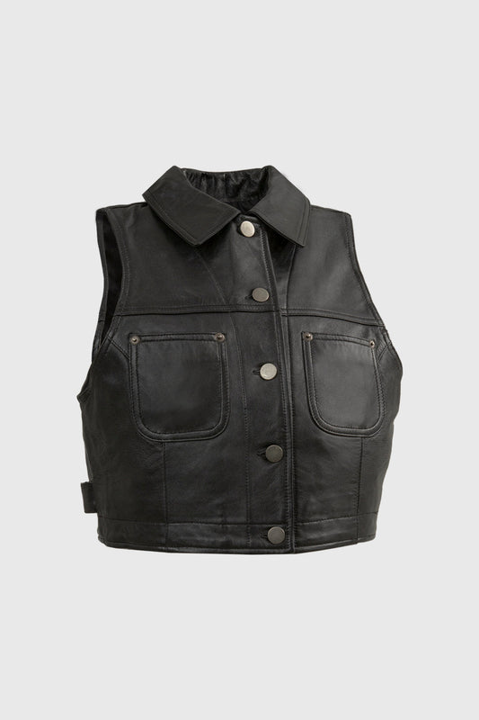Lexi Fashion Leather Vest Women's Leather Vest FMCo Black XS