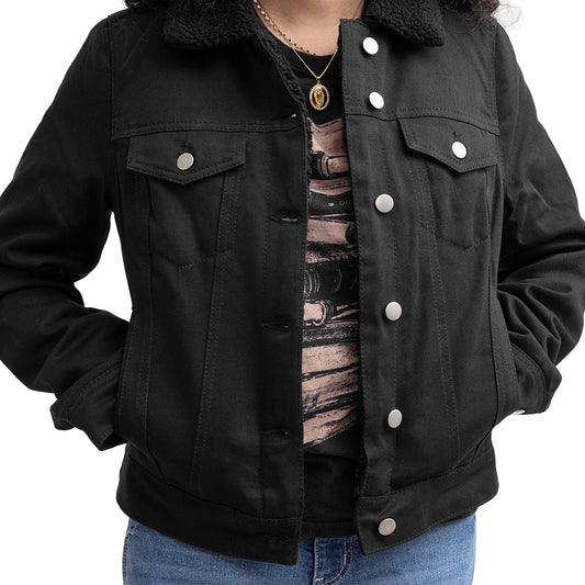 Samantha Women's Faux Shearling Twill Jacket Women's Fashion Leather Jacket FMCo