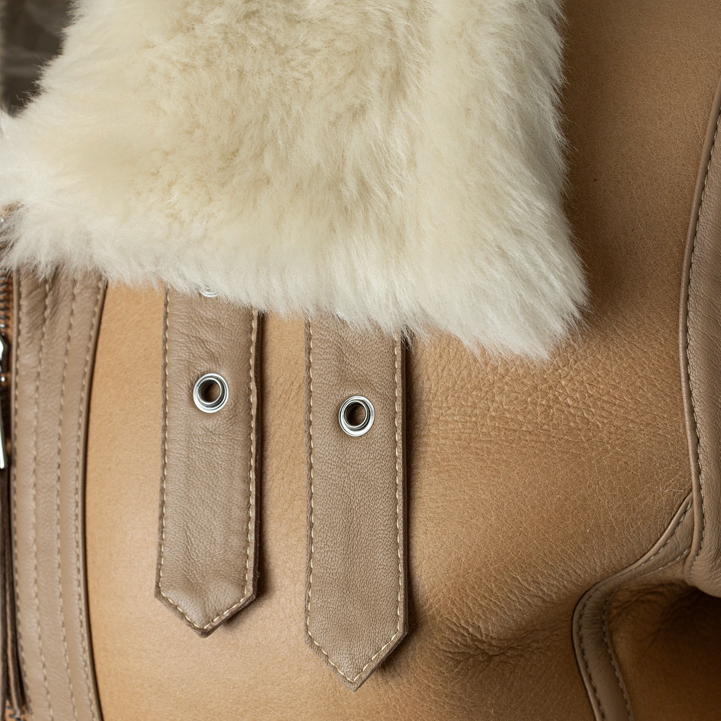 Women's Sheepskin Center Zipper Pilot Jacket