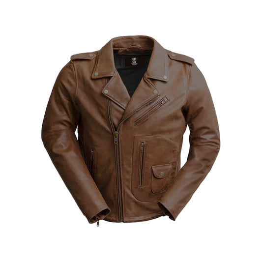 Sid Mens Leather Jacket Men's Motorcycle style Jacket FMCo S