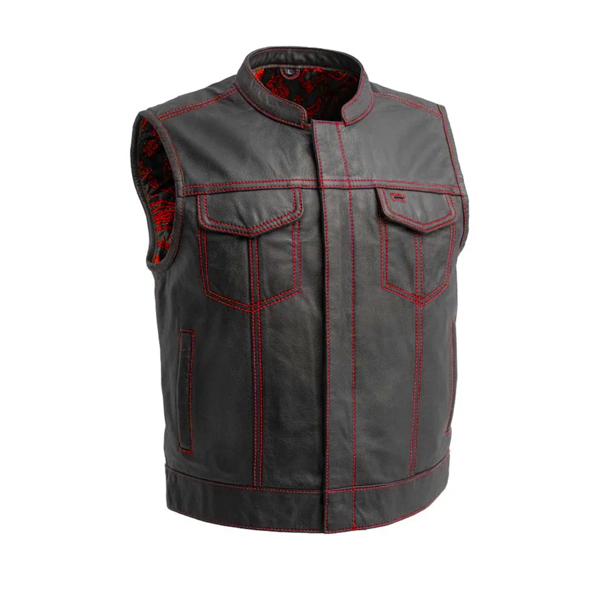 The Club Cut Men's Motorcycle Leather Vest, Multiple Color Options
