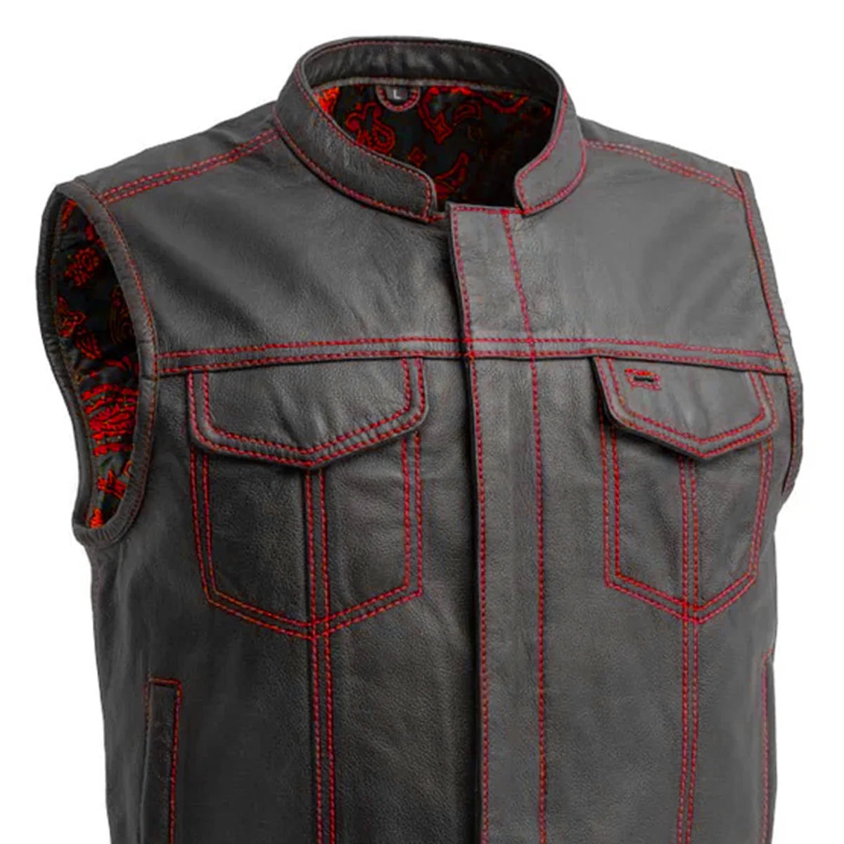 The Club Cut Men's Motorcycle Leather Vest, Multiple Color Options