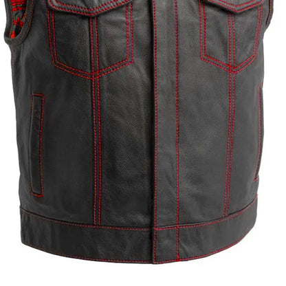 The Club Cut Men's Motorcycle Leather Vest, Multiple Color Options